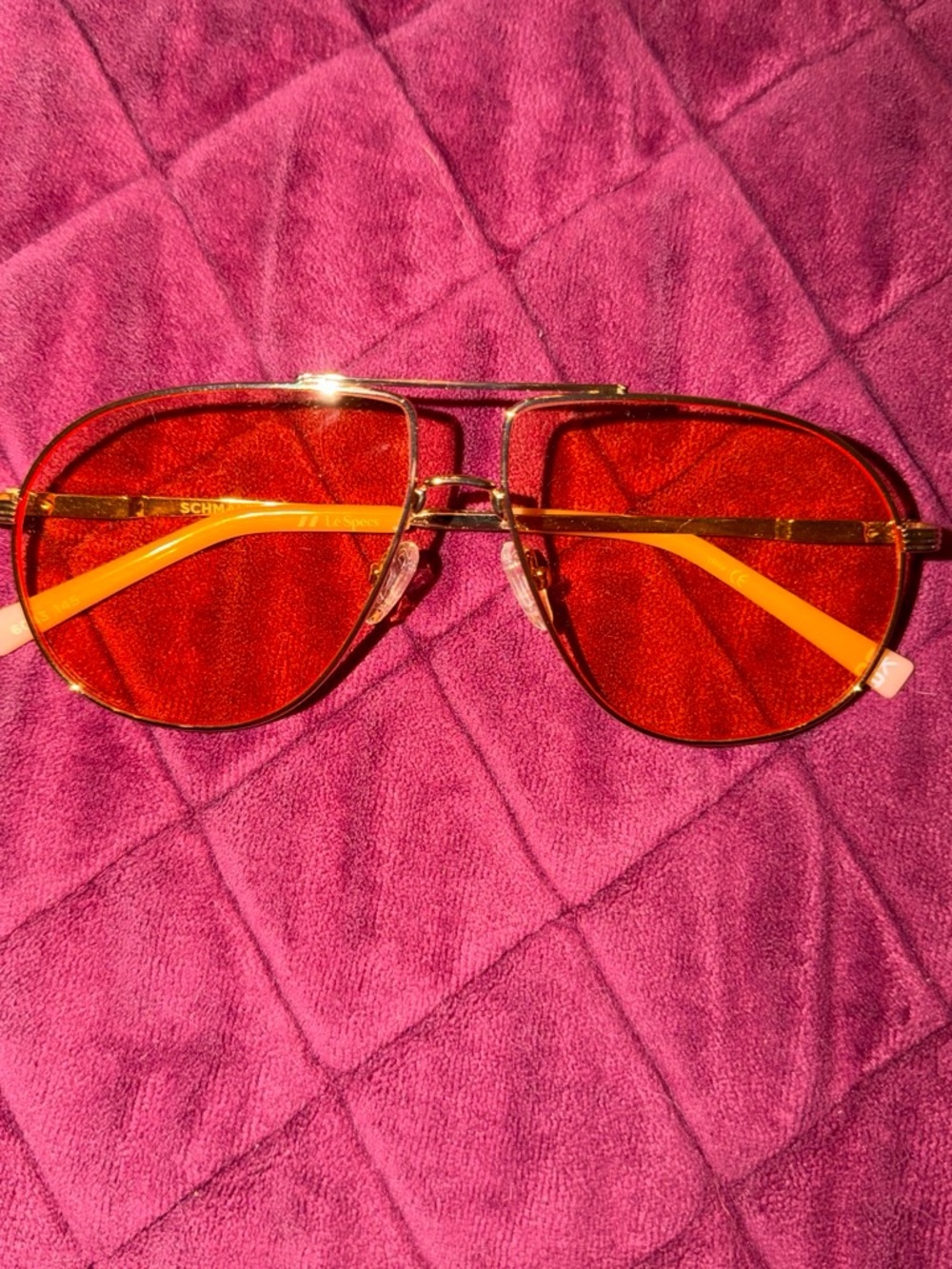 Le Specs Gold Frame Sunglasses with Yellow Lenses